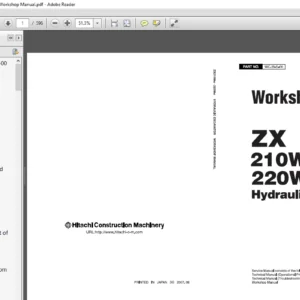 Hitachi ZX 210W-3 220W-3 Hydraulic Excavator Workshop Manual - PDF DOWNLOAD