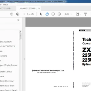 Hitachi ZX 225US 5A 225USLC 5A Hydraulic Excavator Operational Principle Technical Manual - PDF DOWNLOAD
