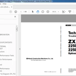 Hitachi ZX 225US 5A 225USLC 5A Hydraulic Excavator Troubleshooting Technical Manual - PDF DOWNLOAD