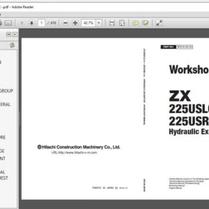Hitachi ZX 225USLC-5B 225USRLC-5B Hydraulic Excavator Workshop Manual - PDF Download