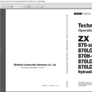 Hitachi ZX 870-5G 870LC-5G 870H-5G 870LCH-5G   Excavator Technical Operational Principle Manual -PDF DOWNLOAD