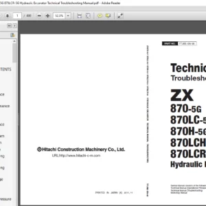 Hitachi ZX 870-5G 870LC-5G 870H-5G 870LCH-5G 870LCR-5G Excavator Technical Troubleshooting Manual - PDF DOWNLOAD