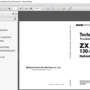 Hitachi ZX130 5A Hydraulic Excavator Troubleshooting  Manual - PDF DOWNLOAD