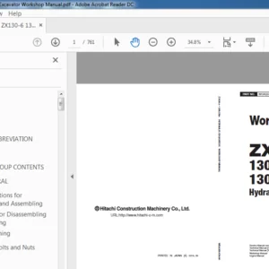 Hitachi ZX130-6 130LCN-6 Hydraulic Excavator Workshop Manual - PDF DOWNLOAD