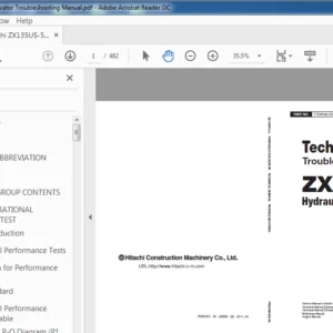 Hitachi ZX135US-5A Hydraulic Excavator Troubleshooting Manual - PDF DOWNLOAD