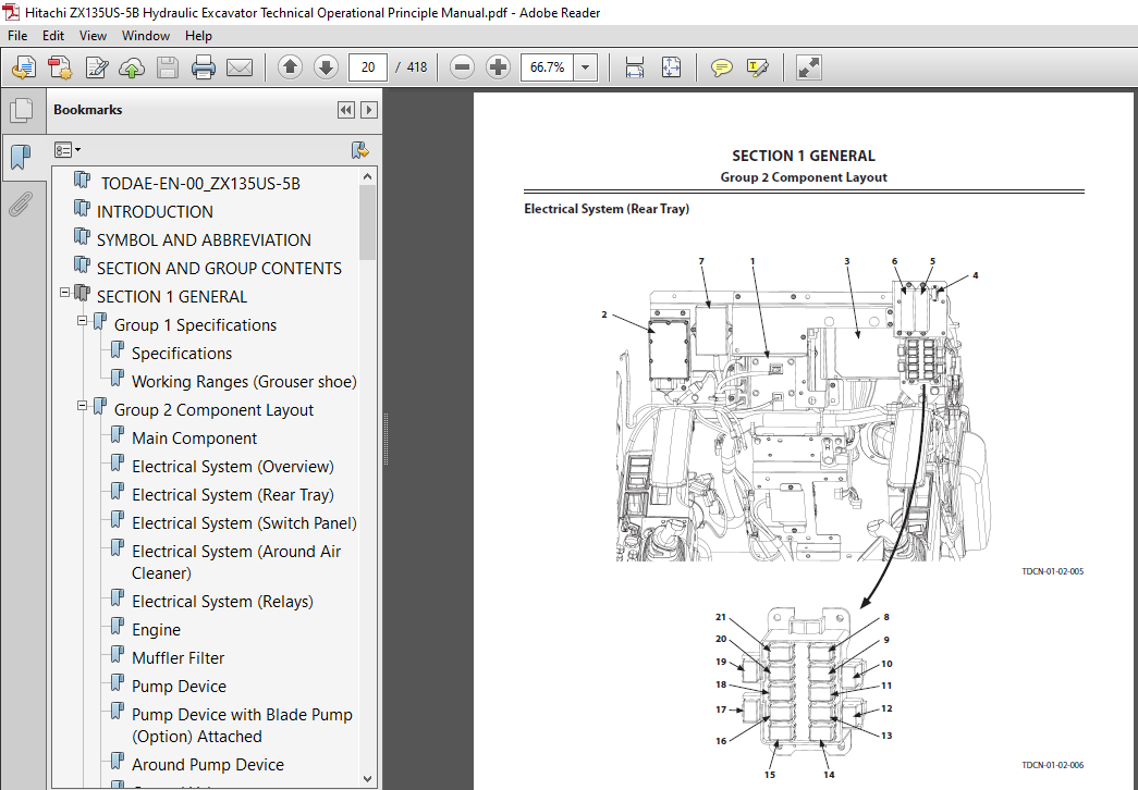 Hitachi ZX135US-5B Hydraulic Excavator Technical Operational Principle ...