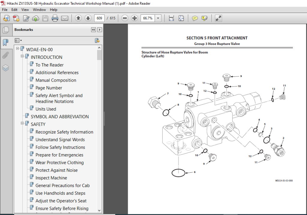 Hitachi ZX135US-5B Hydraulic Excavator Technical Workshop Manual (WDAE ...