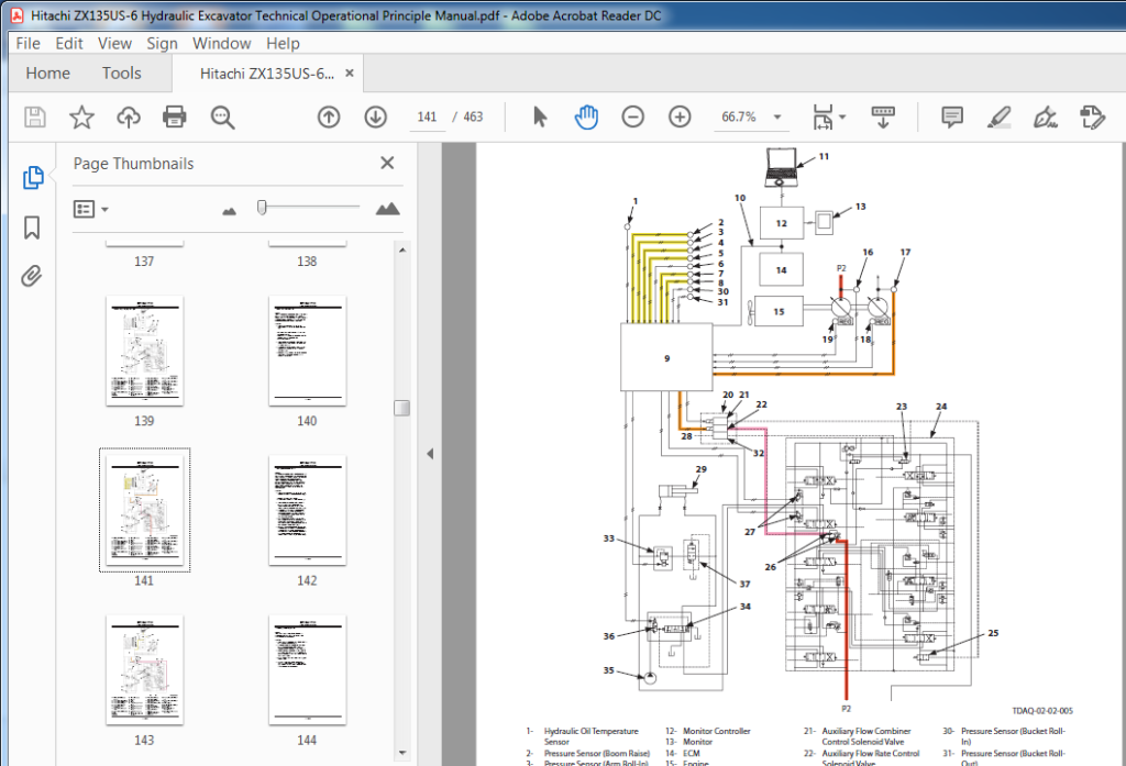 Hitachi ZX135US 6 Hydraulic Excavator Technical Operational Principle ...