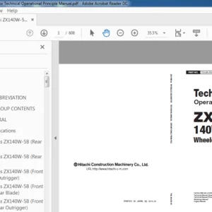 Hitachi ZX140W-5B Wheeled Excavator Technical Operational Principle Manual - PDF DOWNLOAD