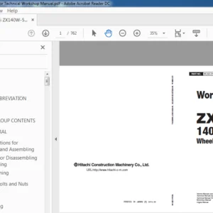 Hitachi ZX140W-5B Wheeled Excavator Technical Workshop Manual - PDF DOWNLOAD