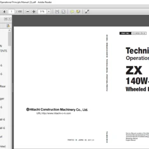 Hitachi ZX140W-6 Wheeled Excavator Technical Operational Principle manual - PDF DOWNLOAD