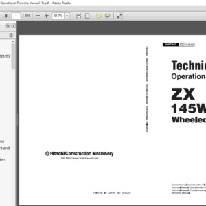 Hitachi ZX145W-3 Wheeled Excavator Technical Operational Principle Manual - PDF DOWNLOAD