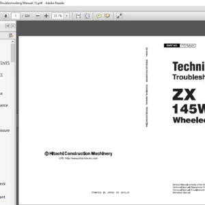 Hitachi ZX145W-3 Wheeled Excavator Technical Troubleshooting Manual -  PDF DOWNLOAD