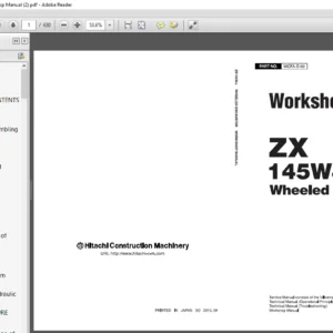 Hitachi ZX145W-3 Wheeled Excavator Workshop Manual - PDF DOWNLOAD