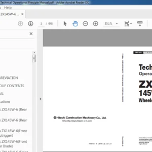 Hitachi ZX145W-6 Wheeled Excavator Technical Operational Principle Manual - PDF DOWNLOAD