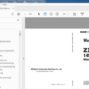 Hitachi ZX145W-6 Wheeled Excavator Technical Workshop Manual - PDF DOWNLOAD