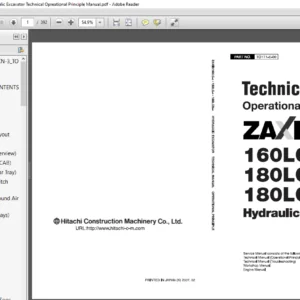 Hitachi ZX160LC-3 180LC-3 180LCN-3 Hydraulic Excavator Technical Operational Principle Manual - PDF DOWNLOAD