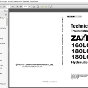 Hitachi ZX160LC-3 180LC-3 180LCN-3 Hydraulic Excavator Technical Troubleshooting Manual - PDF DOWNLOAD