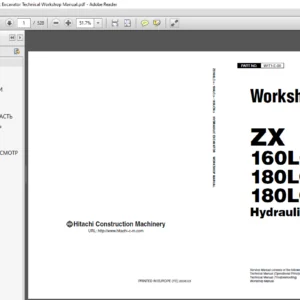 Hitachi ZX160LC-3 180LC-3 180LCN-3 Hydraulic Excavator Workshop Manual - PDF DOWNLOAD