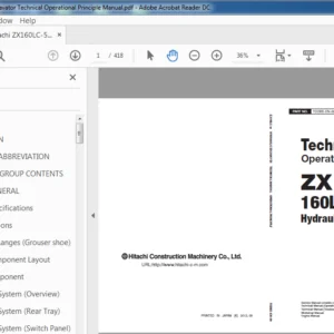 Hitachi ZX160LC-5B Hydraulic Excavator Technical Operational Principle Manual - PDF DOWNLOAD