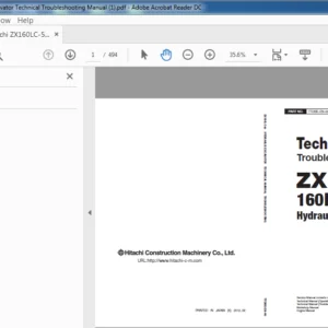 Hitachi ZX160LC-5B Hydraulic Excavator Technical Troubleshooting Manual - PDF DOWNLOAD