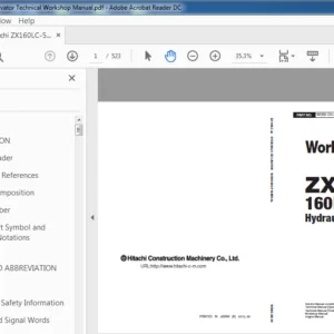 Hitachi ZX160LC-5B Hydraulic Excavator Technical Workshop Manual - PDF DOWNLOAD