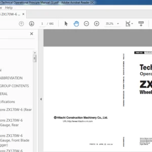 Hitachi ZX170W-6 Wheeled Excavator Technical Operational Principle Manual - PDF DOWNLOAD