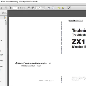 Hitachi ZX170W-6 Wheeled Excavator Technical Troubleshooting  Manual - PDF DOWNLOAD