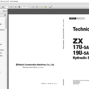 Hitachi ZX17U-5A Hydraulic Excavator Technical Manual - PDF DOWNLOAD