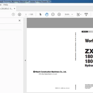 Hitachi ZX180LC-5B 180LCN-5B Hydraulic Excavator Workshop Manual - PDF DOWNLOAD