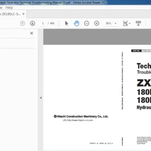 Hitachi ZX180LC-5G 180LCN-5G Hydraulic Excavator Technical Troubleshooting Manual - PDF DOWNLOAD