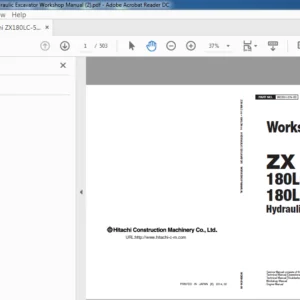 Hitachi ZX180LC-5G 180LCN-5G Hydraulic Excavator Workshop Manual - PDF DOWNLOAD