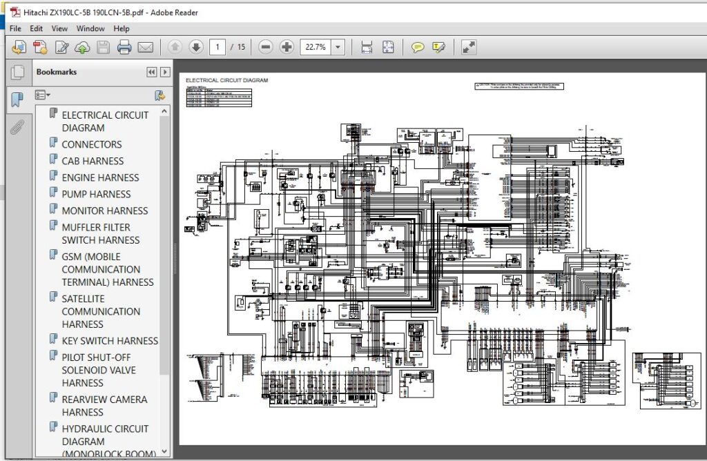 Hitachi ZX190LC-5B 190LCN-5B Excavator Electrical Circuit Diagram ...