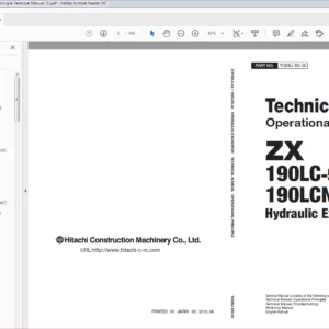 Hitachi ZX190LC-5B 190LCN-5B Excavator Operational Principle Technical Manual - PDF DOWNLOAD