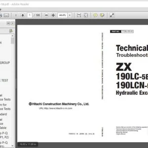 Hitachi ZX190LC-5B 190LCN-5B Hydraulic Excavator Troubleshooting Technical Manual - PDF DOWNLOAD