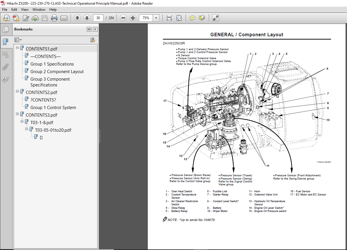 Hitachi ZX200-225-230-270-CLASS-Technical Operational Principle Manual ...