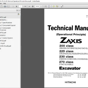 Hitachi ZX200--225-230-270-CLASS-Technical Operational Principle Manual - PDF DOWNLOAD