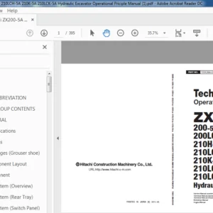 Hitachi ZX200-5A 200LC-5A 210H-5A 210LCH-5A 210K-5A 210LCK-5A Excavator Operational Principle Manual - PDF DOWNLOAD