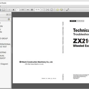 Hitachi ZX210W-5A Wheeled Excavator Troubleshooting Technical Manual (TTLCDE0-EN-00) - PDF Download
