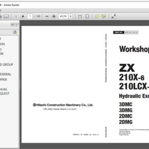 Hitachi ZX210X-6 210LCX-6 Hydraulic Excavator Workshop Manual (WDC452-EN-00) - PDF Download