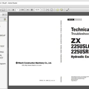 Hitachi ZX225USLC-5B 225USRLC-5B Hydraulic Excavator Troubleshooting technical Manual (TTDCN-EN-00) - PDF Download