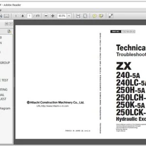 Hitachi ZX240-5A 240LC-5A 250H-5A 250LCH-5A 250K-5A 250LCK-5A Hydraulic Excavator Troubleshooting Technical Manual - PDF Download