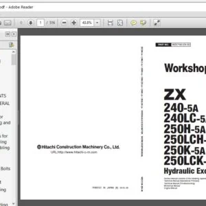 Hitachi ZX240-5A , ZX240LC-5A , ZX250H-5A , ZX250LCH-5A , ZX250K-5A , ZX250LCK-5A Hydraulic Excavator Workshop Manual - PDF Download