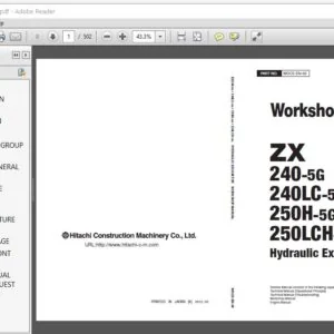 Hitachi ZX240-5G ZX240LC-5G ZX250H-5G ZX250LCH-5G Hydraulic Excavator Workshop Manual (WDCE-EN-00) - PDF Download