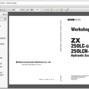Hitachi ZX250LC-5B ZX250LCN-5B Hydraulic Excavator Workshop Manual (WDCA-EN-00) - PDF Download