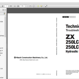 Hitachi ZX250LC-5B ZX250LCN-5B Hydraulic Excavator Troubleshooting Technical Manual (TTDCA-EN-01) - PDF Download