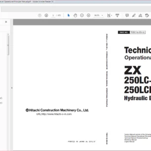Hitachi ZX250LC-6 ZX250LCN-6 Hydraulic Excavator Technical Operational Principle Manual (TODC150-EN-00) - PDF Download