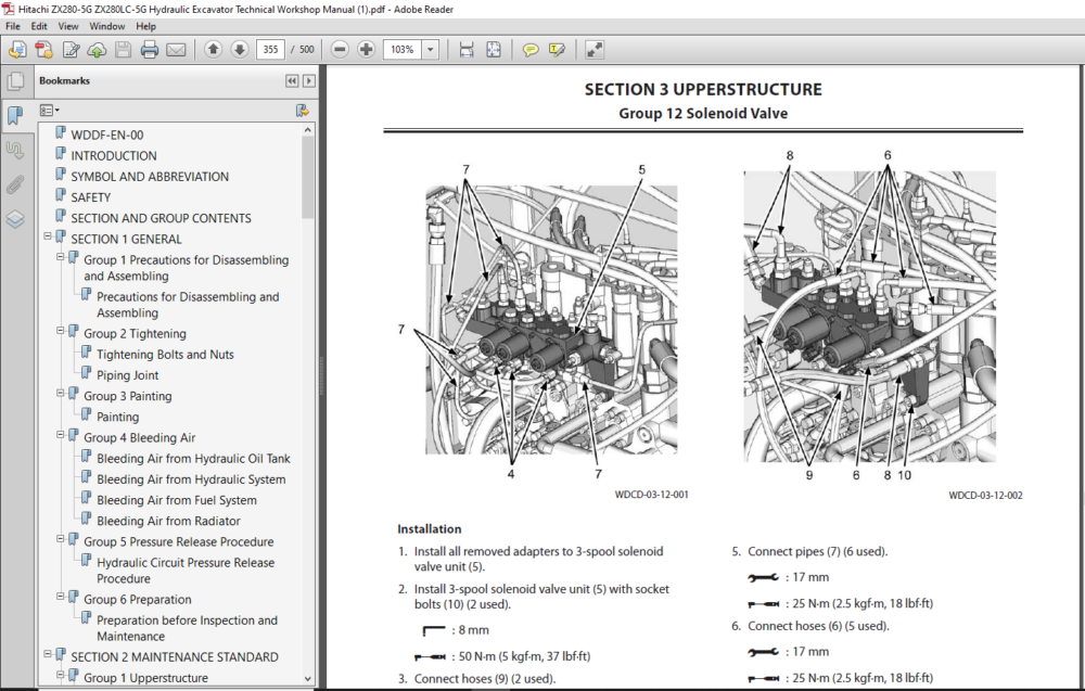 Hitachi ZX280-5G ZX280LC-5G Hydraulic Excavator Technical Workshop ...