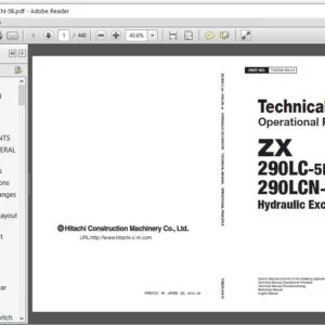 Hitachi ZX290LC-5B ZX290LCN-5B Hydraulic Excavator Technical Operational Principle Manual (TODDA-EN-01) - PDF Download
