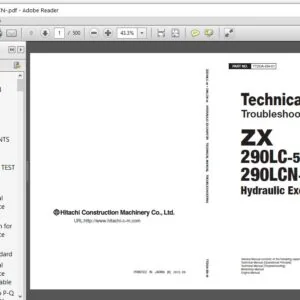Hitachi ZX290LC-5B ZX290LCN-5B Hydraulic Excavator Troubleshooting Technical Manual (TTDDA-EN-01) - PDF Download